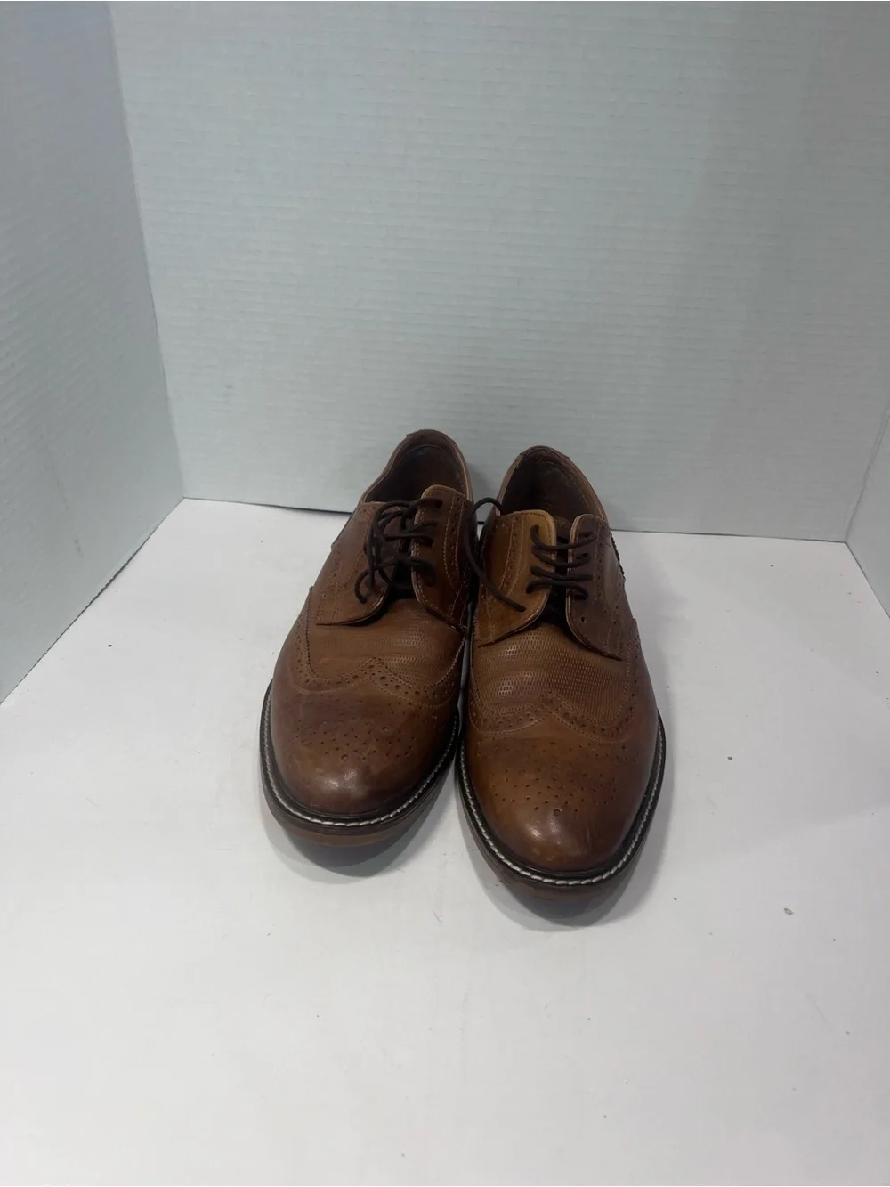 Alfani Brown Leather Wingtip Derby Shoes